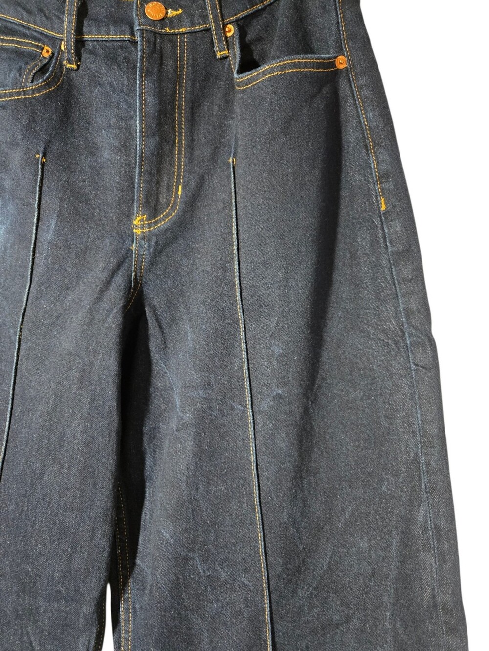 Boden Turn-Up Jeans High Rise Wide Leg Indigo Rinse Dark Wash - Picture 8 of 16